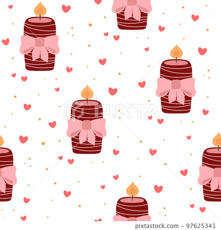 cartoon seamless pattern of candle and hearts 97625341