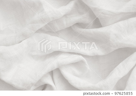 Linen background with white wrinkles and drape 97625855