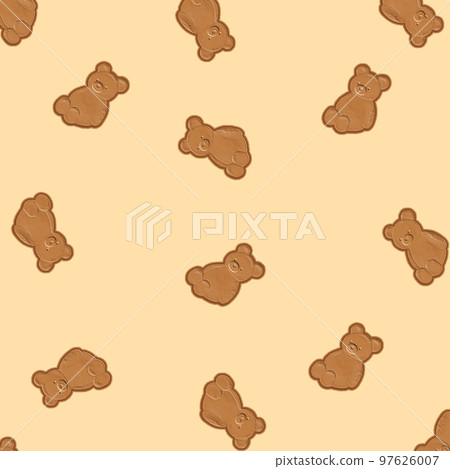 帶有散落的熊形餅乾的背景圖像 97626007