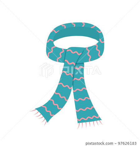 Striped blue scarf isolated on white background. Vector illustration. Striped blue scarf isolated on white background. Vector illustration. 97626183