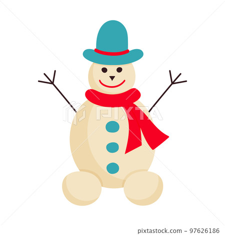 Christmas snowman with hat and scarf isolated on white background. Christmas snowman with hat and scarf isolated on white background. 97626186
