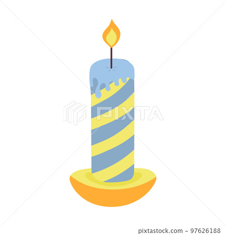 Striped Christmas candle in a candlestick. Vector illustration. Striped Christmas candle in a candlestick. Vector illustration. 97626188