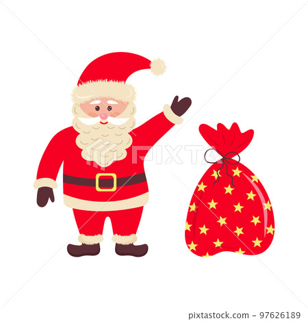 Santa Claus with bag of gifts. Vector illustration. Santa Claus with bag of gifts. Vector illustration. 97626189