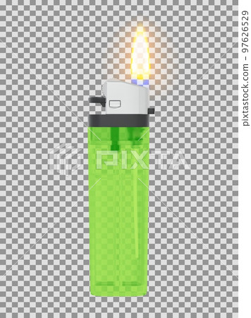 Plastic transparent lighter with lit flame Plastic transparent lighter with lit flame 97626529