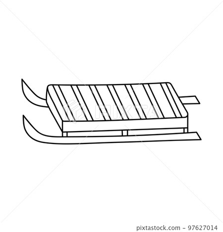 Classic wooden winter sled in doodle style. Vector illustration Classic wooden winter sled in doodle style. Vector illustration 97627014