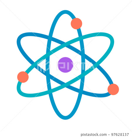 Atom icon. Atomic nuclei, protons and neutrons. Chemistry. vector. 97628137