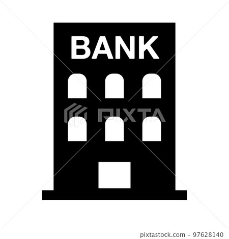 bank silhouette icon. financial building. vector. 97628140