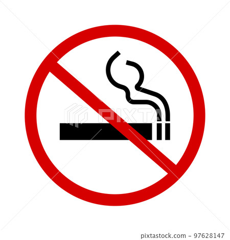 禁止吸煙圖標。煙草成癮標誌。向量。 97628147