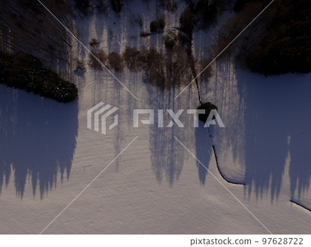 Winter landscape aerial 97628722