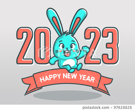 Cute Bunny congratulates on the new 2023 year 97628828