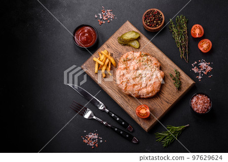 Delicious fresh grilled turkey meat steak  97629624