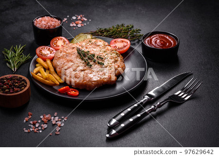 Delicious fresh grilled turkey meat steak Delicious fresh grilled turkey meat steak 97629642
