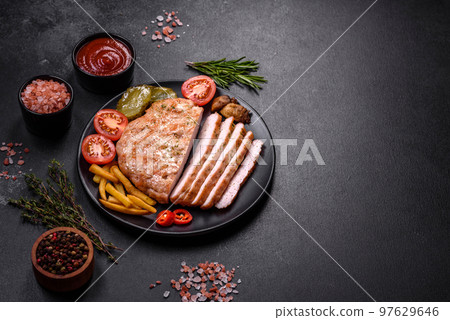 Delicious fresh grilled turkey meat steak Delicious fresh grilled turkey meat steak 97629646