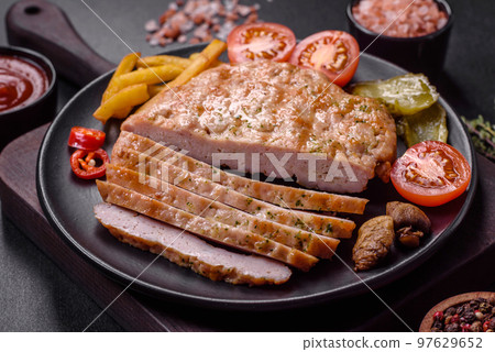Delicious fresh grilled turkey meat steak  97629652