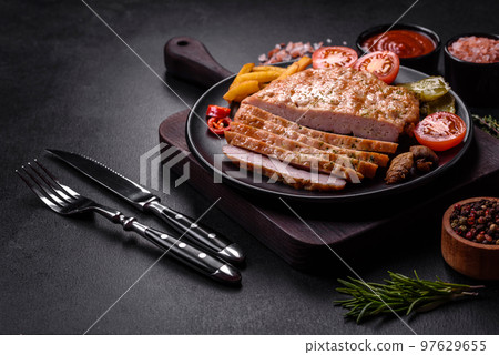 Delicious fresh grilled turkey meat steak  97629655