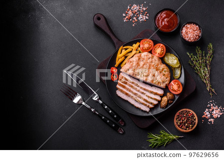Delicious fresh grilled turkey meat steak  97629656