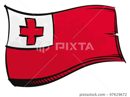 Painted Tonga flag waving in wind 97629672