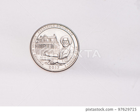 US Dollar coins President series $1 golden colored. The United States Mint honors our nation's presidents. Overhead flat lay US Dollar coins President series $1 golden colored. The United States Mint honors our nation's presidents. Overhead flat lay 97629715
