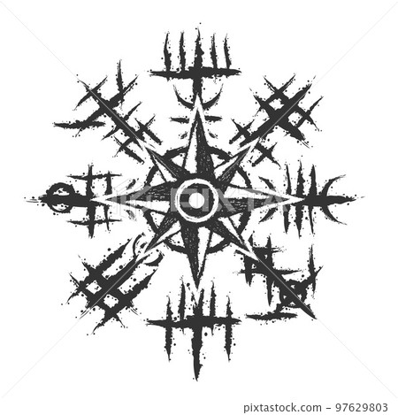 Windrose grunge viking symbol 97629803