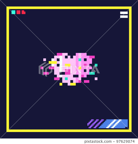 Pixel art glitch heart. Cyberpunk style 8bit decorative cyberpunk y2k love element. Vector cute futuristic art. Pixel art glitch heart. Cyberpunk style 8bit decorative cyberpunk y2k love element. Vector cute futuristic art. 97629874