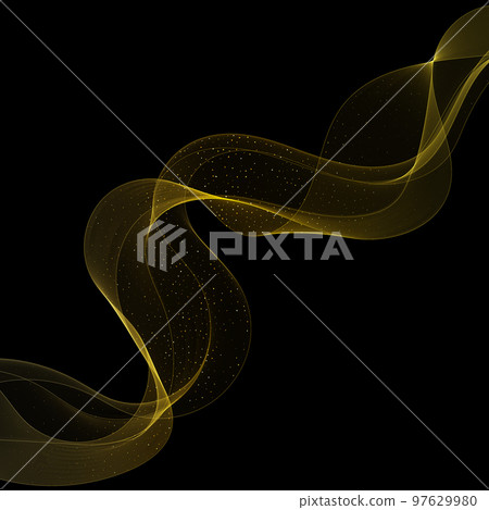 Sparkling golden wave on a black background. Abstract vector illustration 97629980