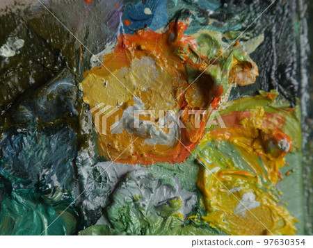 Background image of bright oil-paint palette 97630354