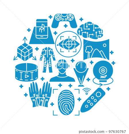 Virtual reality concept banner in flat style 97630767