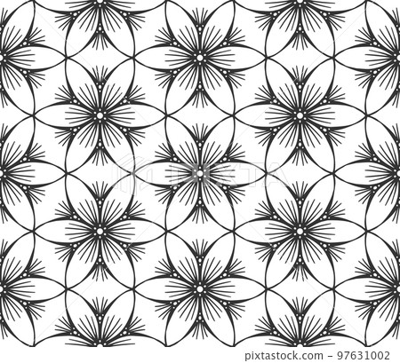 Flower seamless pattern. Endless hand drawn abstract floral carpet. Retro black lace fabric backdrop. Modern flat fashion spring plant textile texture. Vintage elegant wallpaper packaging paper print Flower seamless pattern. Endless hand drawn abstract floral carpet. Retro black lace fabric backdrop. Modern flat fashion spring plant textile texture. Vintage elegant wallpaper packaging paper print 97631002