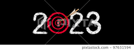 Happy New Year Background. Target for 2023. 3D illustration Happy New Year Background. Target for 2023. 3D illustration 97631594