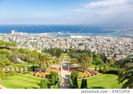 Bahai Gardens in Haifa, Israel. Tourist Attraction Bahai Gardens in Haifa, Israel. Tourist Attraction 97631959