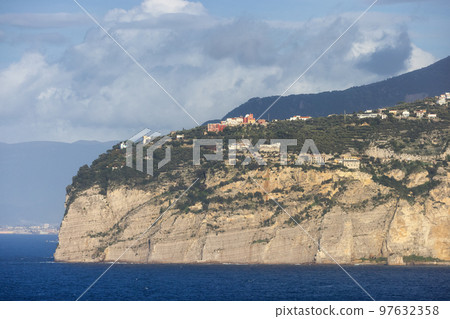 Rocky Coast and Homes in Touristic Town, Sorrento, Italy 97632358