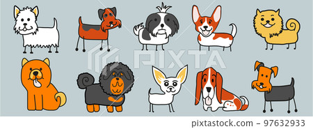 Pattern of many different dog breed.Illustration vector 97632933
