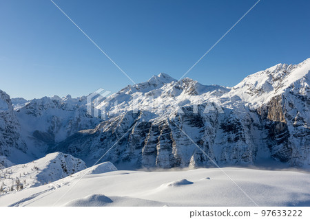 Winter mountains covered with snow beautiful landscape 97633222