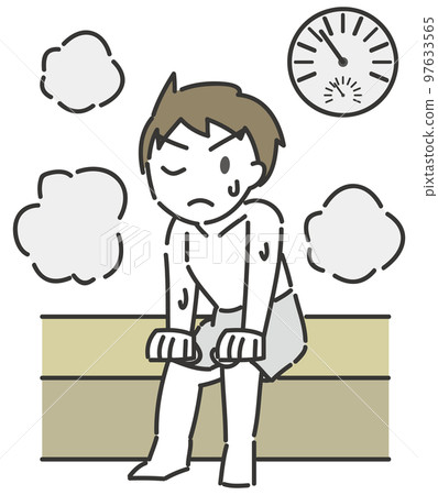 A man who is patient in the sauna room A man who is patient in the sauna room 97633565