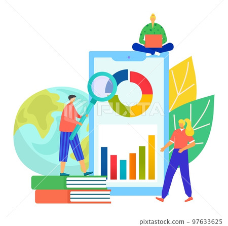 Web analytics, vector illustration. Business people chacater make analysis at flat computer screen technology, website concept. Web analytics, vector illustration. Business people chacater make analysis at flat computer screen technology, website concept. 97633625
