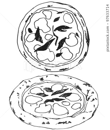 Margherita pizza set hand-drawn vector Margherita pizza set hand-drawn vector 97633714