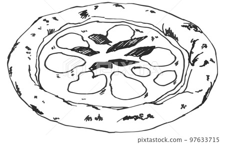 Margherita pizza 2 hand-drawn vector Margherita pizza 2 hand-drawn vector 97633715