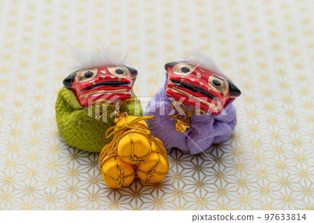 Lion dance background hemp leaves Lion dance background hemp leaves 97633814