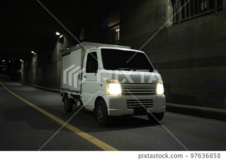 Light cargo traveling through an underpass (tunnel) 97636858