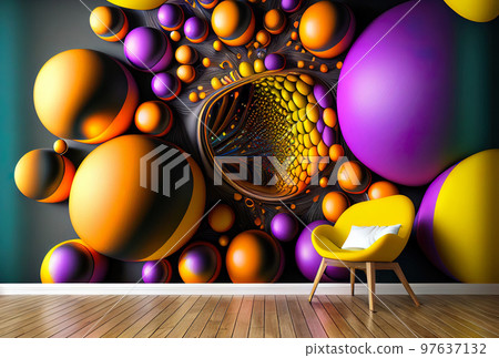 designer fantastic fabulous interior of a cozy room with a portal to Another dimension on the wall designer fantastic fabulous interior of a cozy room with a portal to Another dimension on the wall 97637132