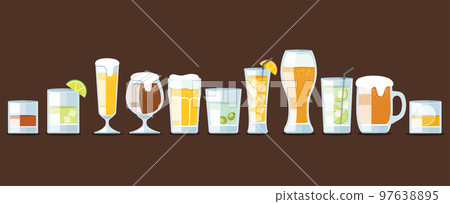 set of beer and cocktail glasses vector illustration 97638895