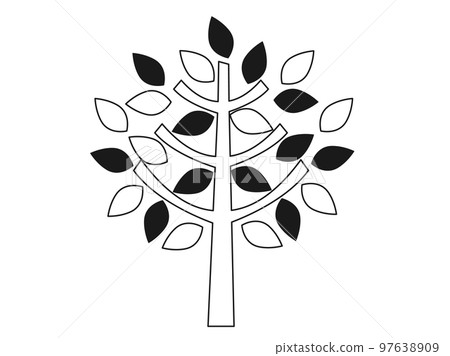 簡單的黑白樹插畫 簡單的黑白樹插畫 97638909