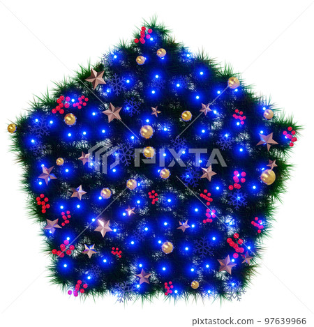 Christmas wreath style material: (with illumination) 3D rendering of stars, berries and snowflakes Christmas wreath style material: (with illumination) 3D rendering of stars, berries and snowflakes 97639966