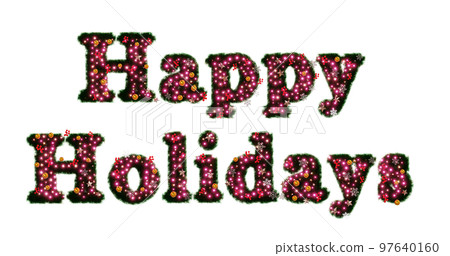 Christmas wreath font material: 3D rendering of illumination, shining stars, berries and snowflakes Christmas wreath font material: 3D rendering of illumination, shining stars, berries and snowflakes 97640160