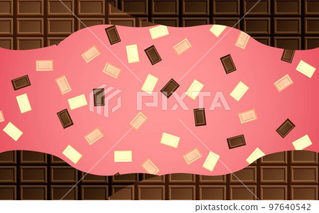 排列好的塊狀巧克力背景 牛奶巧克力 白巧克力 草莓巧克力 排列好的塊狀巧克力背景 牛奶巧克力 白巧克力 草莓巧克力 97640542