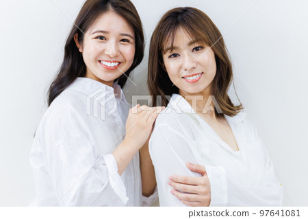 Beauty image of a woman in a white shirt Beauty image of a woman in a white shirt 97641081