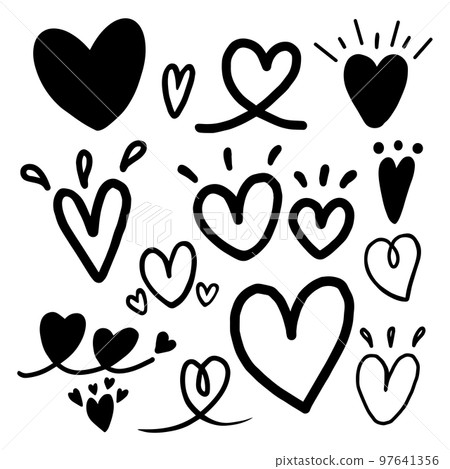 Set of doodle heart handdrawn collection for element, card, template, sticker Set of doodle heart handdrawn collection for element, card, template, sticker 97641356