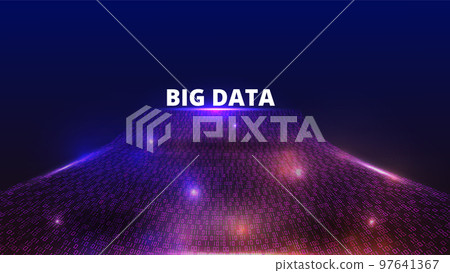 Big data flow. Abstract technology background. Binary code. Information encryption. Digital communication funnel. Cyber energy connect. One or zero symbols. Vector illustration pattern Big data flow. Abstract technology background. Binary code. Information encryption. Digital communication funnel. Cyber energy connect. One or zero symbols. Vector illustration pattern 97641367