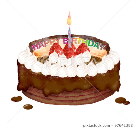 生日巧克力蛋糕手繪水彩畫 生日巧克力蛋糕手繪水彩畫 97641398