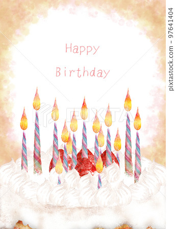 手繪水彩蛋糕生日賀卡 97641404